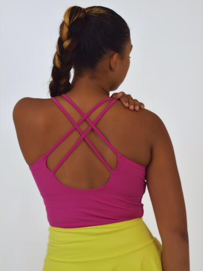 Débardeur fines bretelles croisées dos avec brassière intégrée